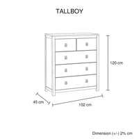 4 Pieces Bedroom Suite with Solid Acacia Wood Veneered Construction in King Size White Ash Colour Bed, Bedside Table & Tallboy