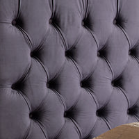 King Size Bedframe Velvet Upholstery Dark Grey Colour Tufted Headboard Deep Quilting