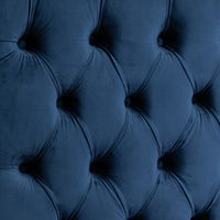 Queen Size Bedframe Velvet Upholstery Deep Blue Colour Tufted Headboard Deep Quilting