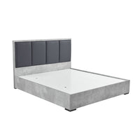 Queen Bed Frame Fabric Upholstery MDF in Cement Colour