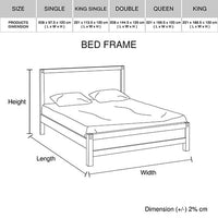 Queen size Bed Frame in Solid Acacia Veneered Medium High Headboard in Oak