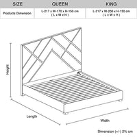 Matrix Bed Frame Fabric Padded Upholstery High Quality Slats Polished Stainless Steel Feet