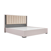 Queen Bed Frame Fabric Upholstery MDF LED Headboard in Champagne Colour