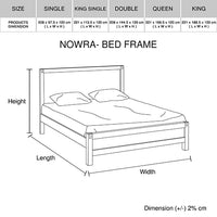 Bed Frame Double Size in Solid Wood Veneered Acacia Bedroom Timber Slat in Oak