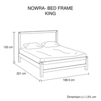 Bed Frame King Size in Solid Wood Veneered Acacia Bedroom Timber Slat in Chocolate