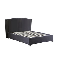 Roman Bed Frame Queen Size Black Velvet Fabric with Gas Lift plywood metal structure