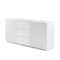 Buffet Ceramic Table Top MDF Cabinet Storage Stainless Steel In White