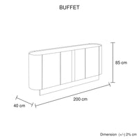 Buffet MDF Melamine Interior Storage In Dark Walnut colour