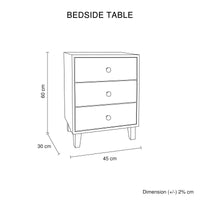 Bedside Table MDF 3 Drawers Side Table Night Stand Storage in Brown Colour