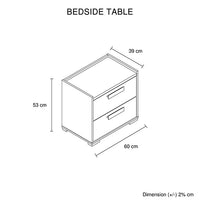 Bedside Table with 2 Storage Drawers MDF Combination of Black & Cement Colour Nightstand