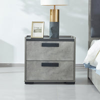 Bedside Table with 2 Storage Drawers MDF Combination of Black & Cement Colour Nightstand