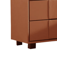 Louis Bedside Table MDF With PU Leather Wooden Legs