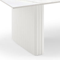 Coffee Table Sintered Stone Top MDF Table Base Glossy White