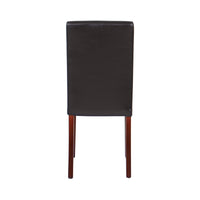 2x Wooden Frame Brown Leatherette Dining Chairs with Solid Pine Legs