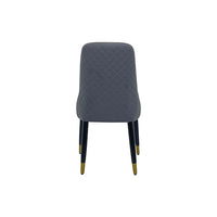 2x Dining Chair Grey Leatherette Upholstery Black & Golden Legs