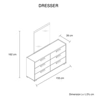 Tallboy with 5 Storage Drawers MDF Combination of Black & Cement Colour