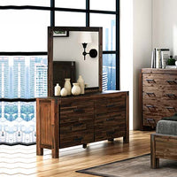 Dresser with 6 Storage Drawers in Solid Acacia & Veneer With Mirror in Chocolate Colour