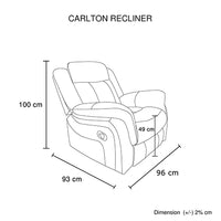 Carlton 1R Finest Fabric Recliner Sturdy Construction Metal Mechanism