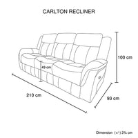 Carlton 3R Finest Fabric Recliner Sturdy Construction Metal Mechanism