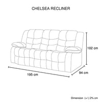 Chelsea 3R Seater Finest Leatherette Recliner Feature Console LED Light Ultra Cushioned