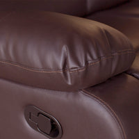 3 Seater Recliner Sofa In Faux Leather Lounge Couch in Brown