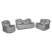 3-2-1 Seater Finest Grey Fabric Recliner Sofa Sturdy Construction Metal Mechanism