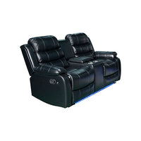 Chelsea 3R+1R+1R Seater Finest Leatherette Recliner Feature Console LED Light Ultra Cushioned