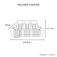 3-1-1 Seater Electric Air Leather Dark Grey Recliner Set