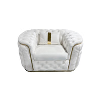 1 Seater Sofa Beige Velvet Fabric Solid Wood construction Gold Stainless Steel Trim