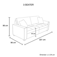 Milano 3 Seater Sofa Set Polyester Fabric Multilayer Two Pillows Attached Individual Pocket Spring