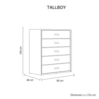 Estella Tallboy MDF Construction Fabric Upholstery Iron Feet