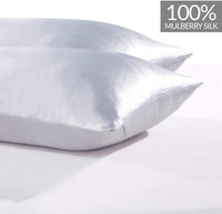 Luxury Pillowcase 2 Pack - 100% Pure Mulberry Silk on Both Sides - Silver