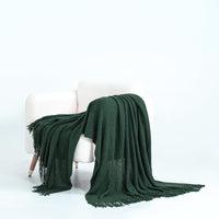 Micro Plush Knitted Woven Throw Blanket - Forest