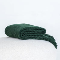 Micro Plush Knitted Woven Throw Blanket - Forest