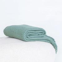 Micro Plush Knitted Woven Throw Blanket - Seafoam