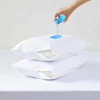 Pillow Cover Protector - Waterproof Terry Toweling Bed Pillow Protector with Zipper Closure - Soft, Breathable, Hypoallergenic, Washable & Anti-Microbial Pillow Protectors - Pack of 2