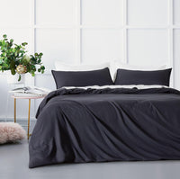 Bamboo Microfibre Quilt Cover Set - Charcoal - Single