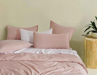Vintage Washed Microfibre Quilt Cover Set (Pink, Single)