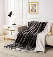 2-in-1 Teddy Sherpa Quilt Cover Set (Charcoal, Single)