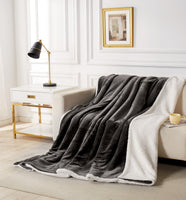 2 in 1 Teddy Sherpa Quilt Cover Set and Blanket single size charcoal