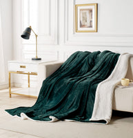 2 in 1 Teddy Sherpa Quilt Cover Set and Blanket single size emerald green