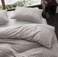 Tufted Ultra Soft Microfiber Quilt Cover Set - Single - Beige