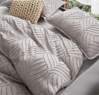 Tufted Ultra Soft Microfiber Quilt Cover Set - Single - Beige