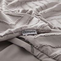 Tufted Ultra Soft Microfiber Quilt Cover Set - Single - Beige