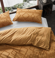 Tufted Ultra Soft Microfiber Quilt Cover Set - Single - Caramel
