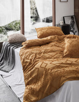 Tufted Ultra Soft Microfiber Quilt Cover Set - Single - Caramel