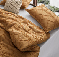 Tufted Ultra Soft Microfiber Quilt Cover Set - Single - Caramel