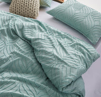 Tufted ultra soft microfiber quilt cover set-single sage green