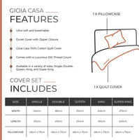 Gioia Casa 100% Cotton Vintage Washed Bed Quilt Cover Set (2Pcs) - Brick - Single