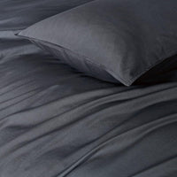 100% Cotton Vintage Washed Bed Quilt Cover Set (2Pcs) - Charcoal - Single